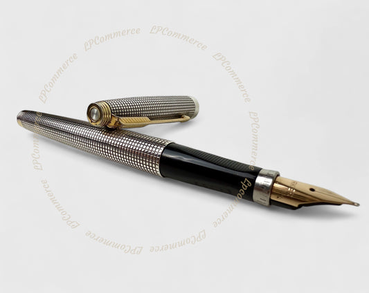 Penna Parker 75 Ciselè stilografica argento 925 oro 14K 585 box fountain pen