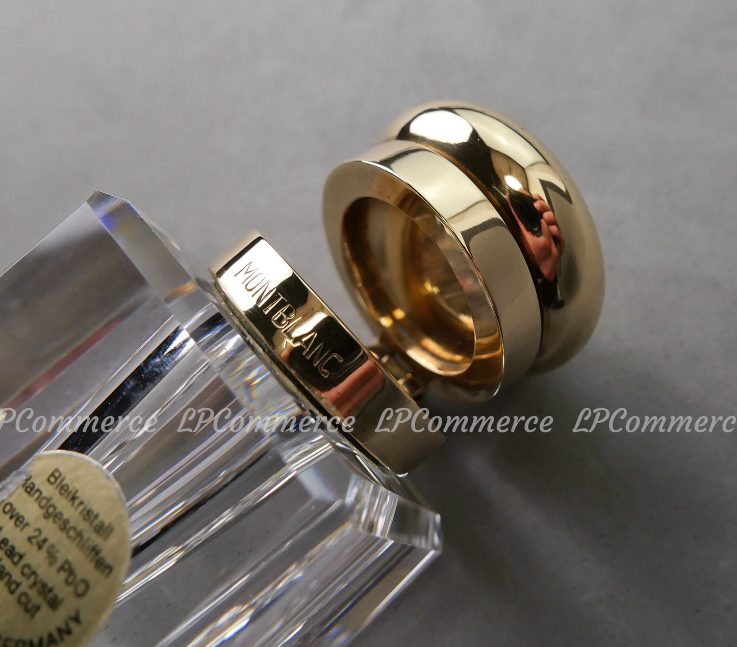 Calamaio Montblanc ottone e cristallo con base inkwell vintage fountain pen