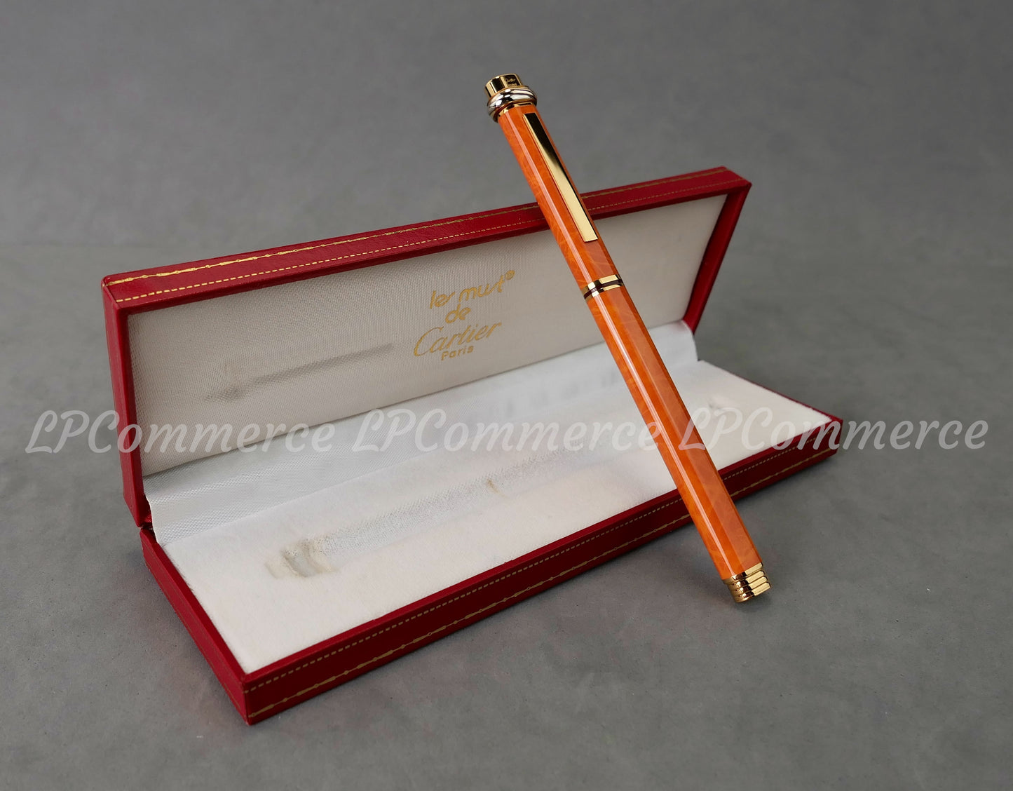 Penna sfera  Cartier Vendome Orange NOS Trinity Santos pen Ballpoint lacquer