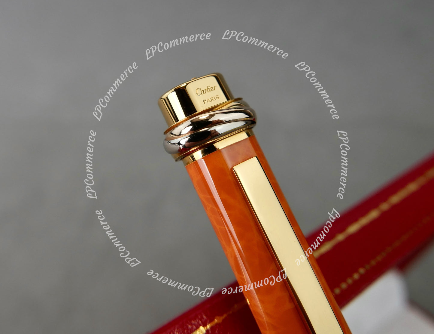 Penna sfera  Cartier Vendome Orange NOS Trinity Santos pen Ballpoint lacquer