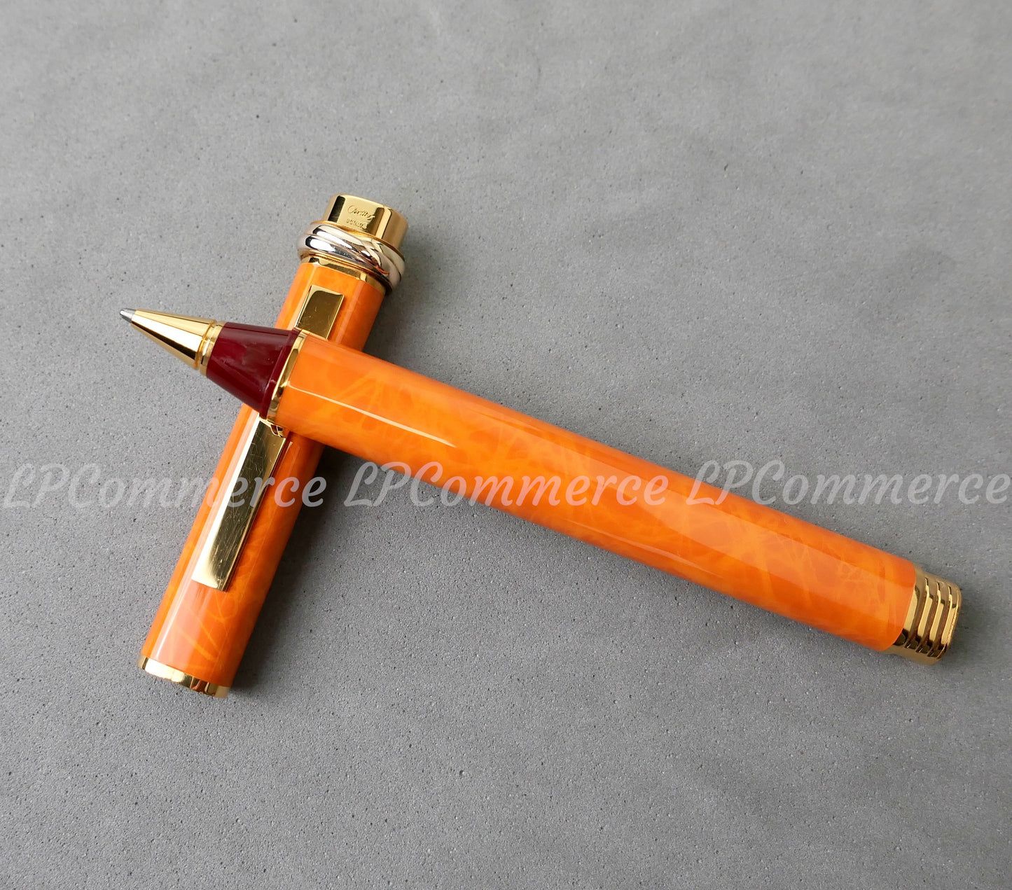 Penna sfera  Cartier Vendome Orange NOS Trinity Santos pen Ballpoint lacquer