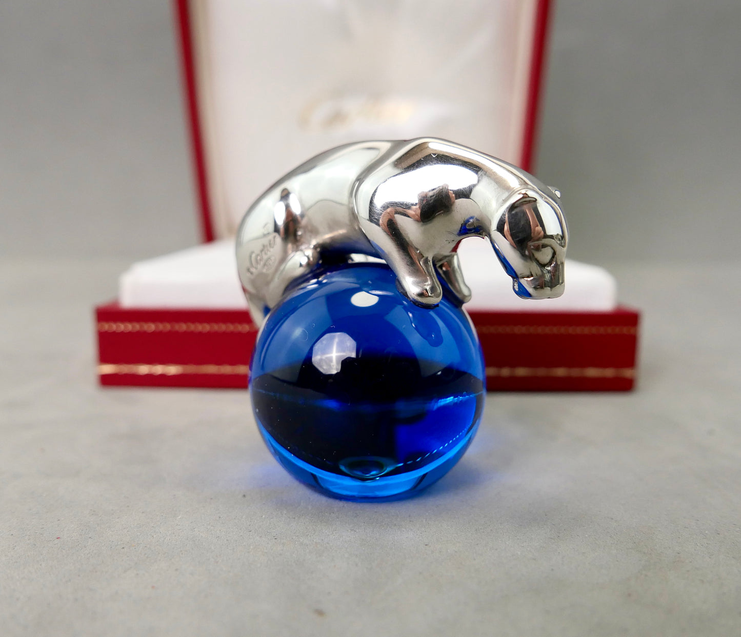 N.3 Fermacarte Cartier Panthere Argento massiccio 925% box 1990 cristallo