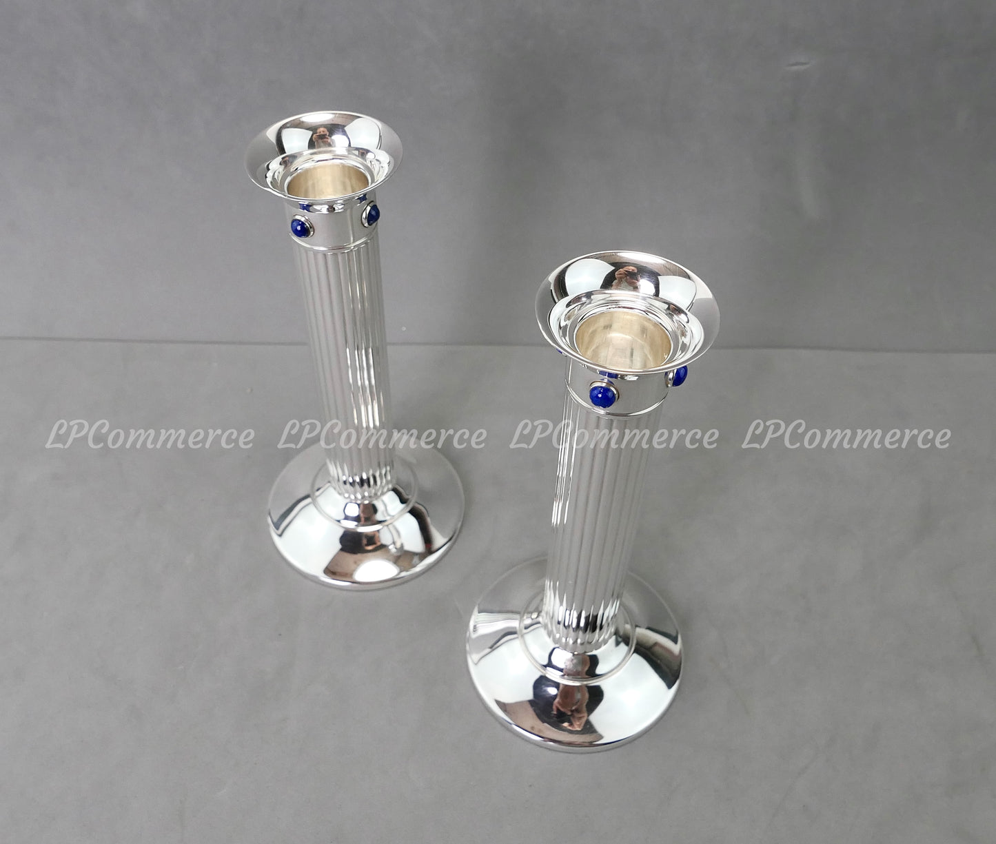 N. 2 candelabro cartier Lapis candle holder candeliere