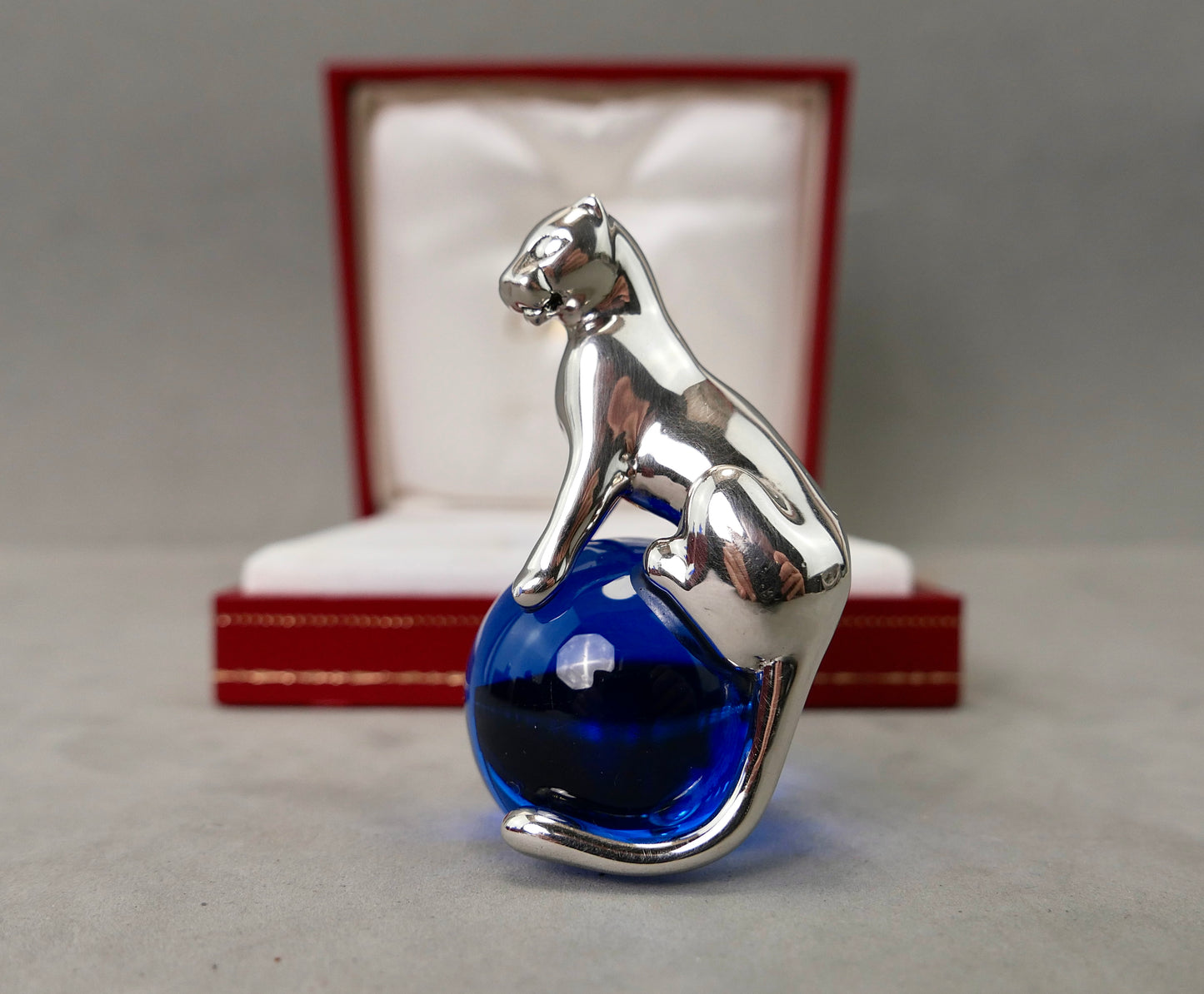 N.3 Fermacarte Cartier Panthere Argento massiccio 925% box 1990 cristallo