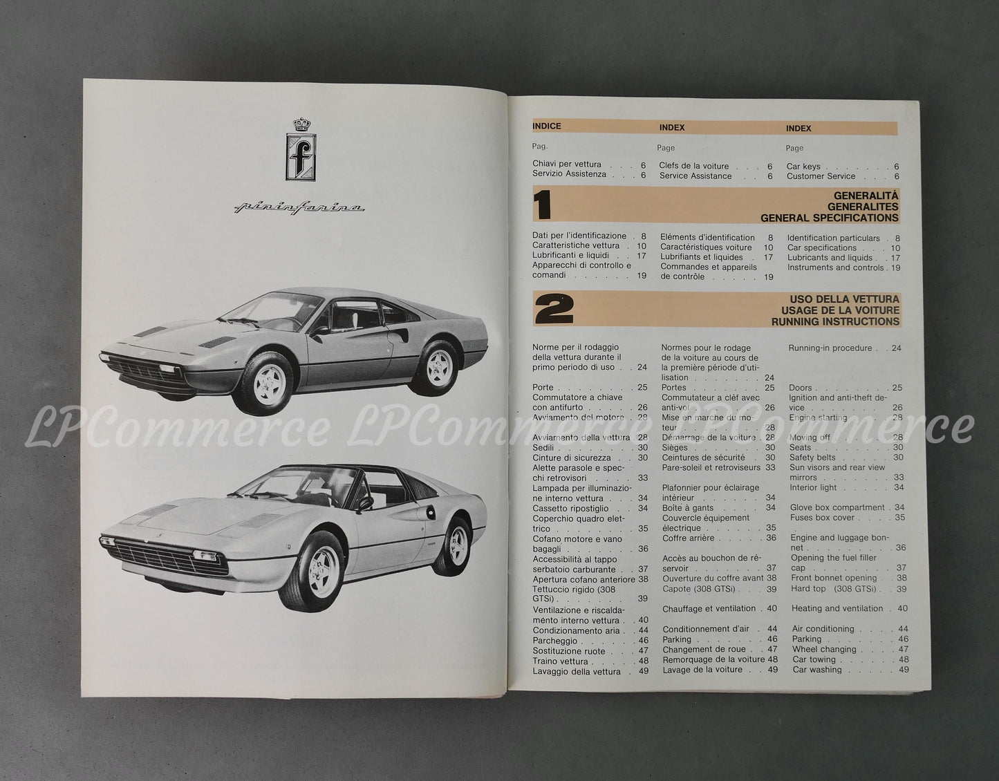Libretto uso e manutenzione Ferrari 308 gtb gts Originale notice owner’s manual