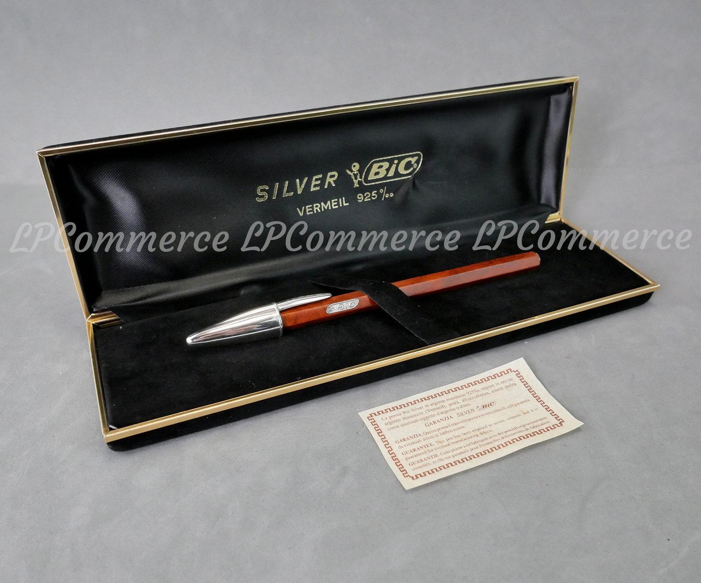 Penna Bic Argento massiccio 925% fusto in radica Ballpoint silver vintage root