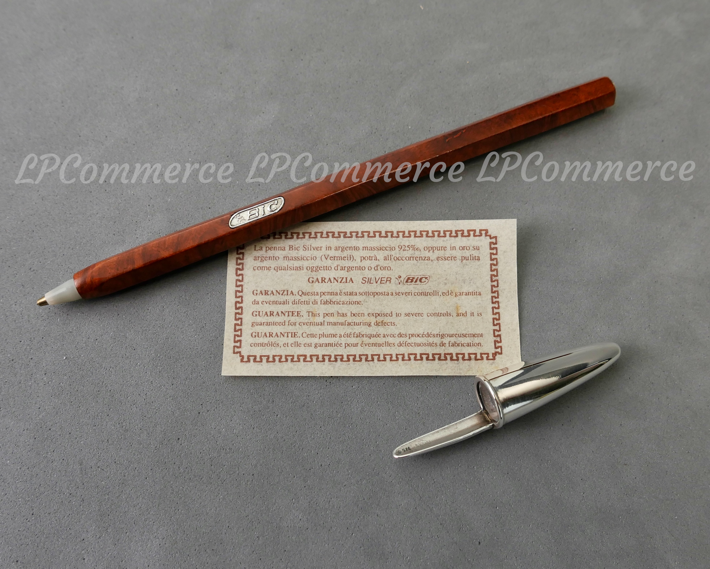 Penna Bic Argento massiccio 925% fusto in radica Ballpoint silver vintage root