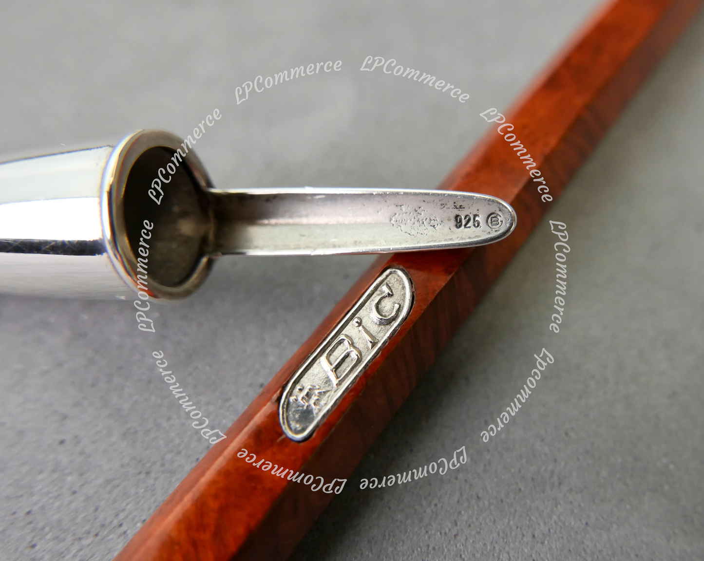 Penna Bic Argento massiccio 925% fusto in radica Ballpoint silver vintage root