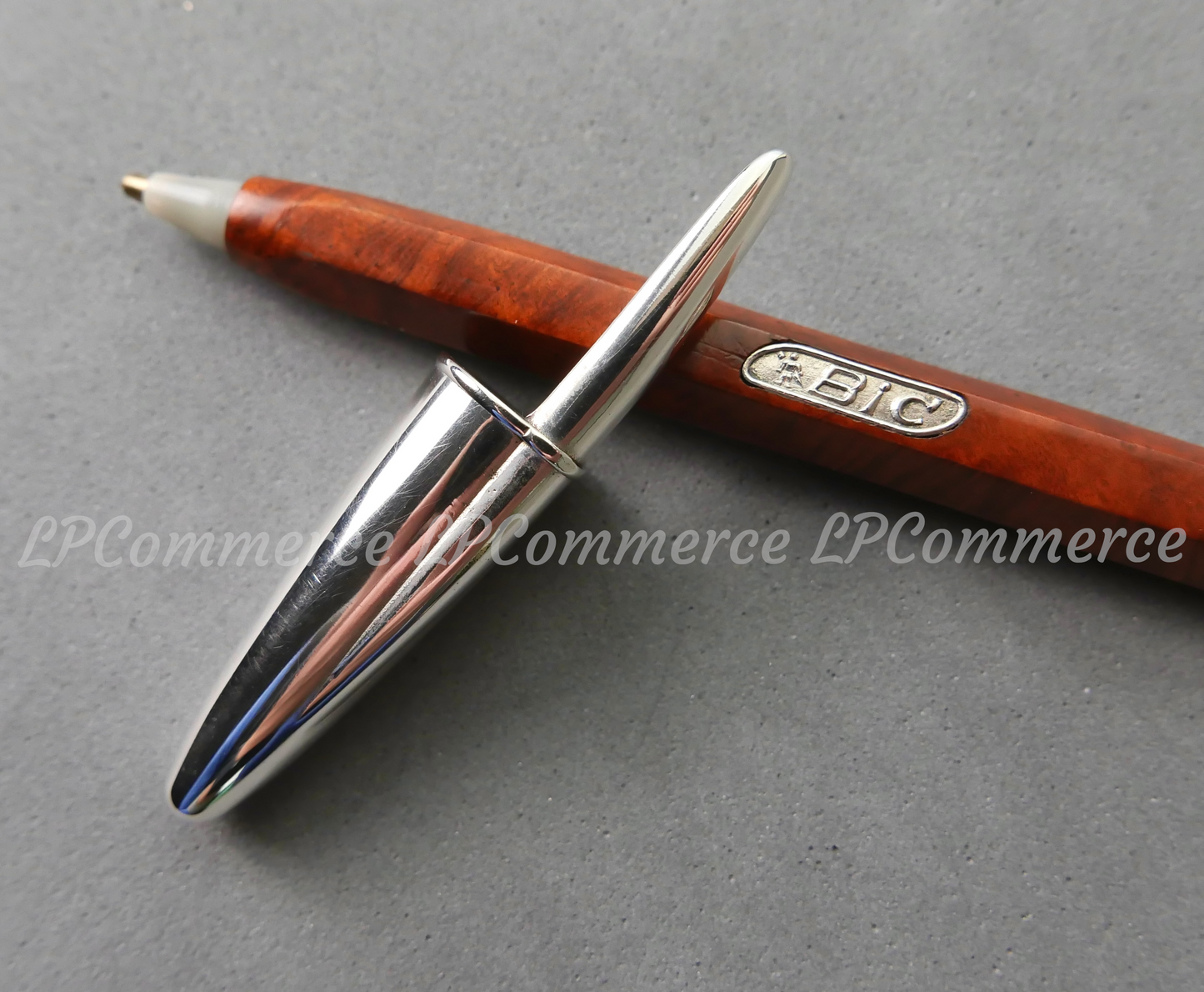 Penna Bic Argento massiccio 925% fusto in radica Ballpoint silver vintage root