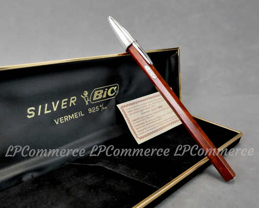 Penna Bic Argento massiccio 925% fusto in radica Ballpoint silver vintage root