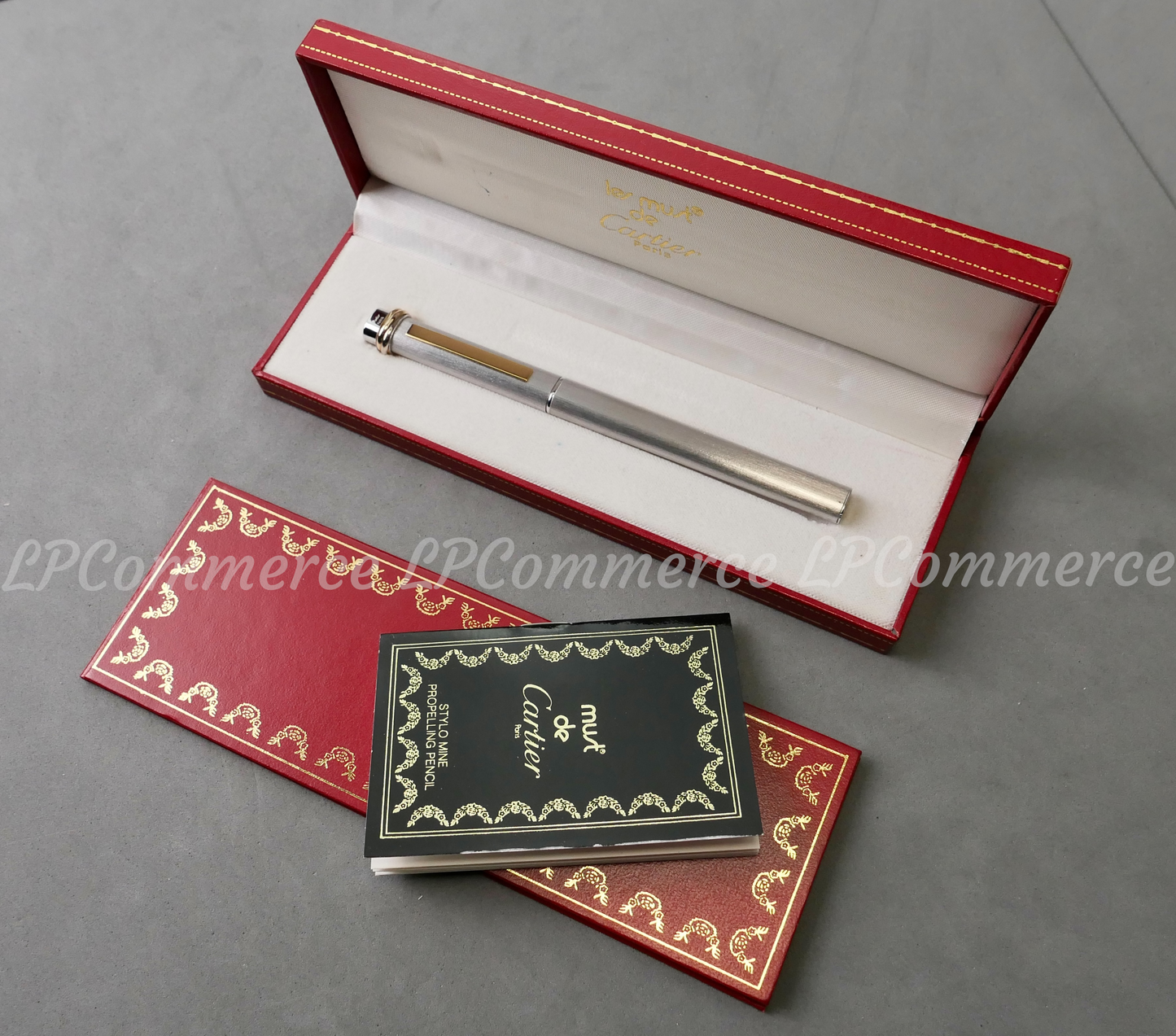 Penna Cartier Santos a sfera NOS Trinity Ballpoint pen vintage box silver