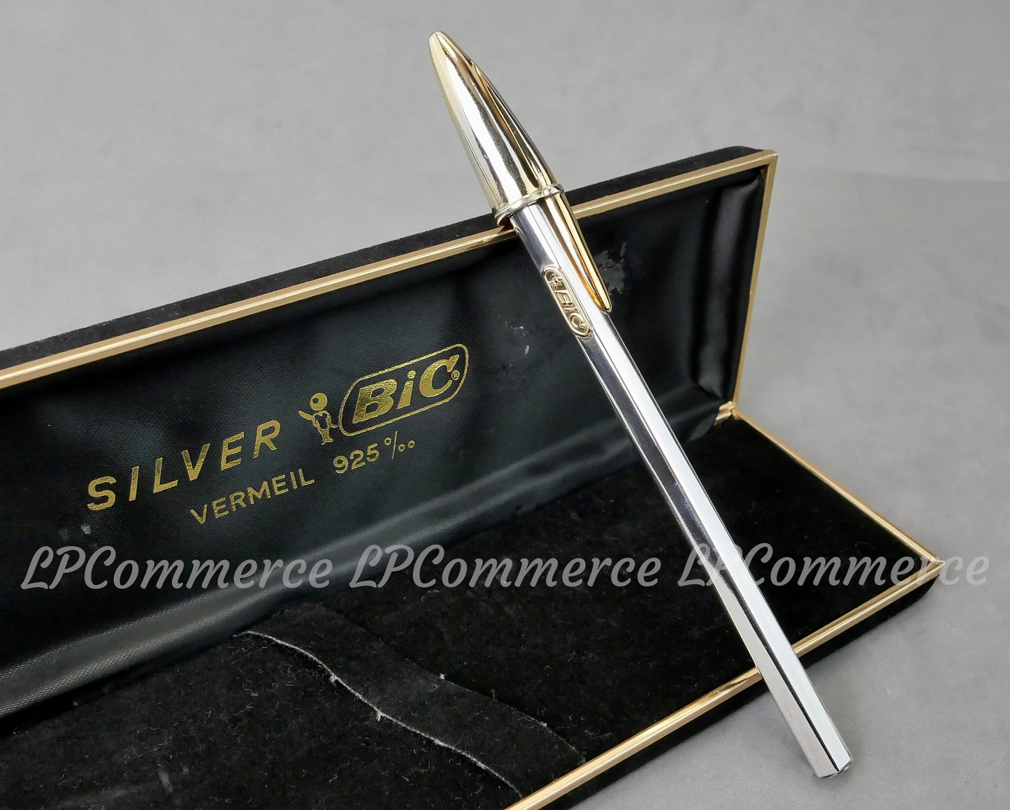 Penna Bic Argento Massiccio 925% NOS Ballpoint silver solid box vintage & gold