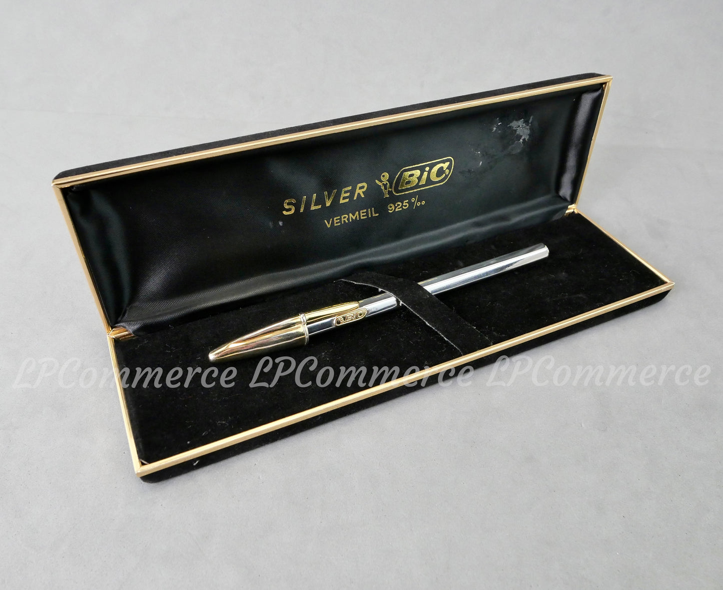 Penna Bic Argento Massiccio 925% NOS Ballpoint silver solid box vintage & gold
